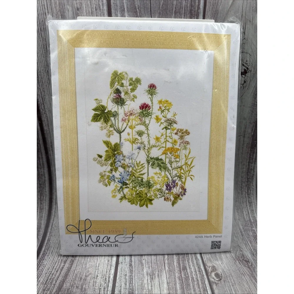 Thea Gouverneur Herb Panel Cross Stitch Kit # 424A‎ 18 Count Botanical Holland